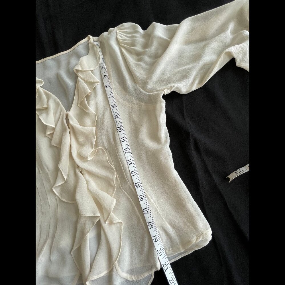 VALERIE STEVENS dark Ivory/cream 100% silk chiffon blouse a cami - Picture 4 of 8